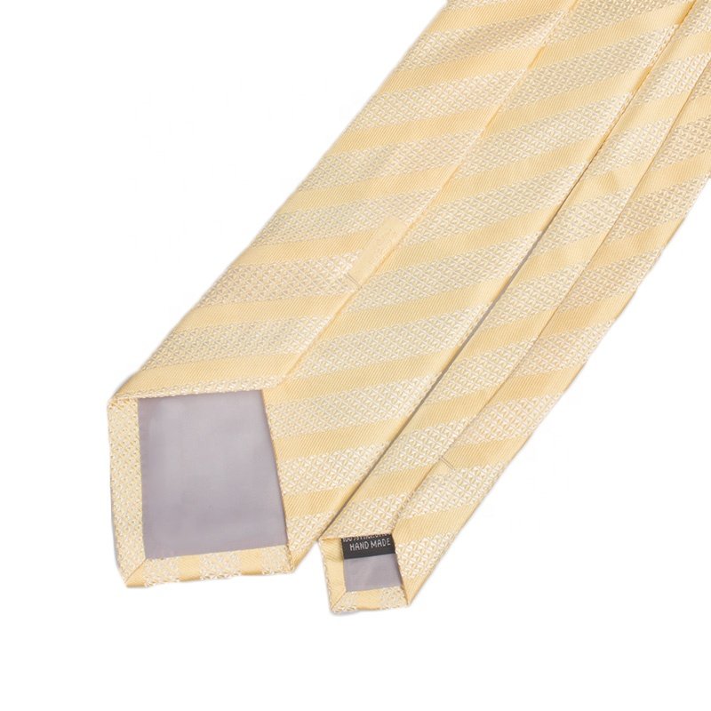 Hot Sale Yellow Fraternity Custom Necktie Personalised White Striped Tie For School Boys