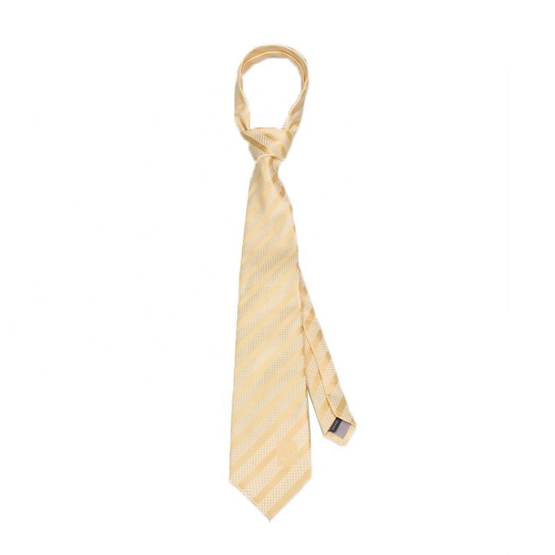 Hot Sale Yellow Fraternity Custom Necktie Personalised White Striped Tie For School Boys