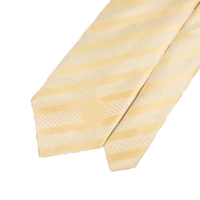Hot Sale Yellow Fraternity Custom Necktie Personalised White Striped Tie For School Boys