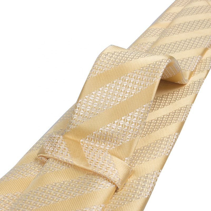Hot Sale Yellow Fraternity Custom Necktie Personalised White Striped Tie For School Boys