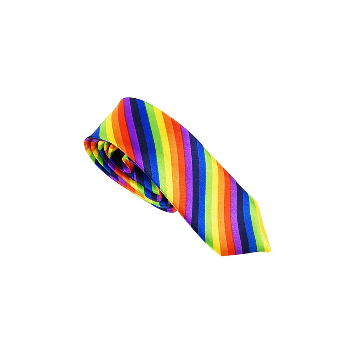 China Supplier Zhejiang Custom Necktie Microfiber Polyester Colorful Striped Print Satin Skinny Neck Tie Men Rainbow Tie For Men