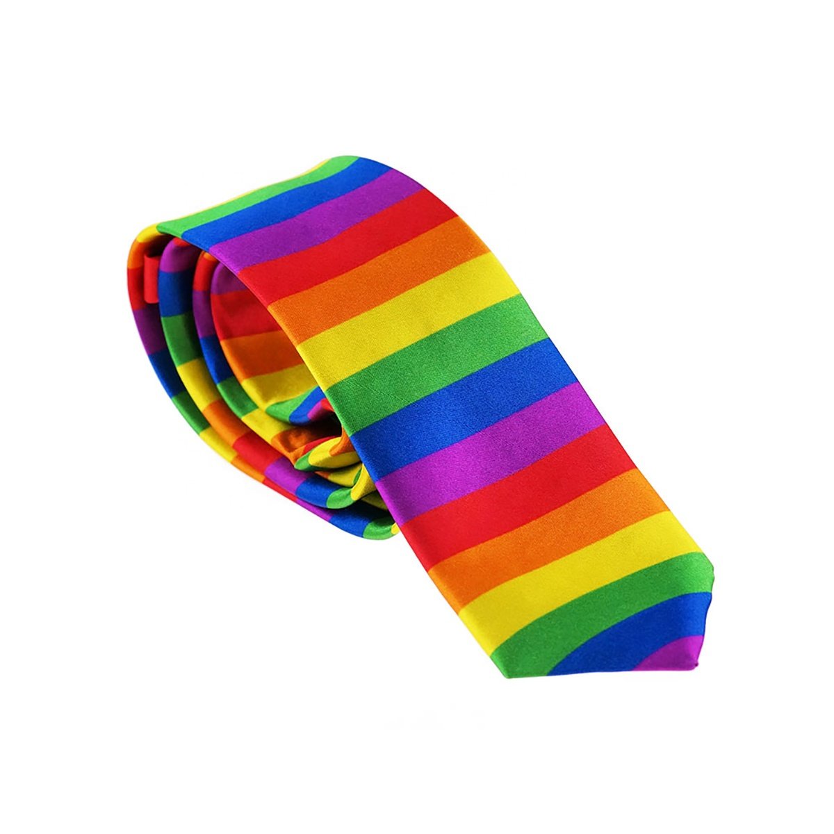 China Supplier Zhejiang Custom Necktie Microfiber Polyester Colorful Striped Print Satin Skinny Neck Tie Men Rainbow Tie For Men
