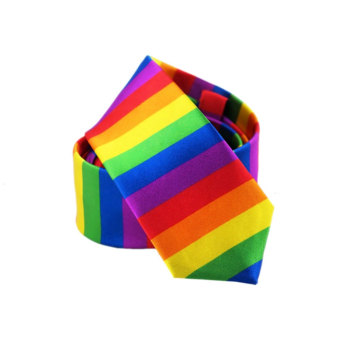 China Supplier Zhejiang Custom Necktie Microfiber Polyester Colorful Striped Print Satin Skinny Neck Tie Men Rainbow Tie For Men