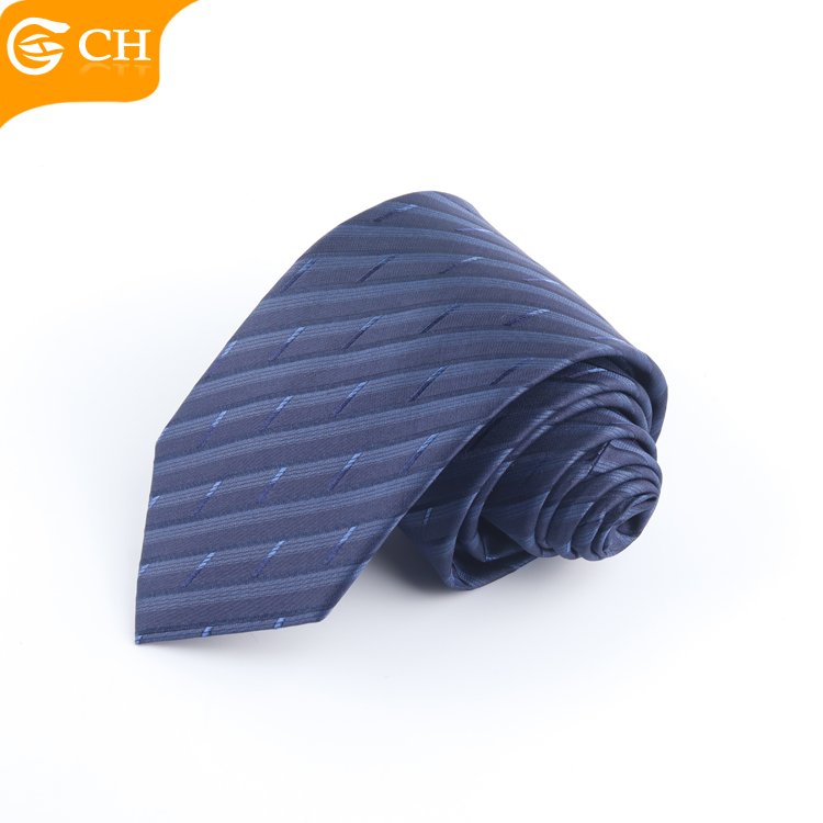 OEM Good Quality Designer Import Business Woven Polyester Neckties Striped Personalized Navy Custom Western Tie Tie