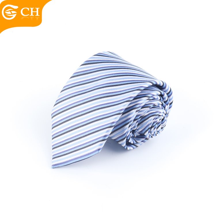 OEM Good Quality Designer Import Business Woven Polyester Neckties Striped Personalized Navy Custom Western Tie Tie