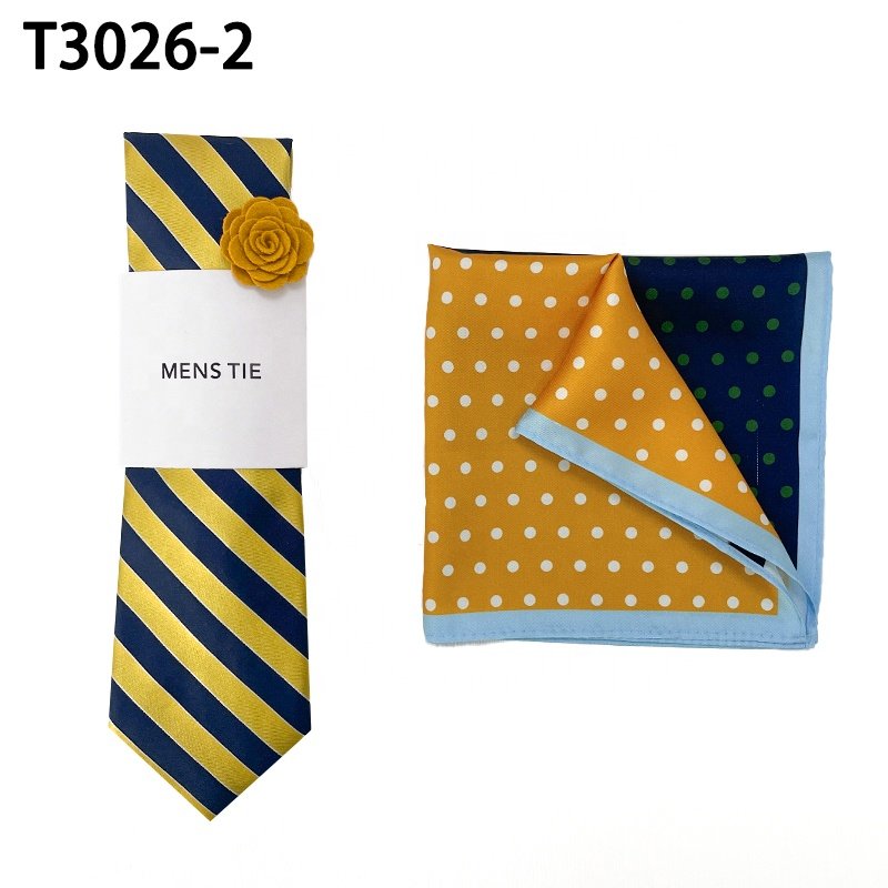 Wholesale corbatas para hombres necktie set gravata masculina business style pocket square lapel pins striped men tie set