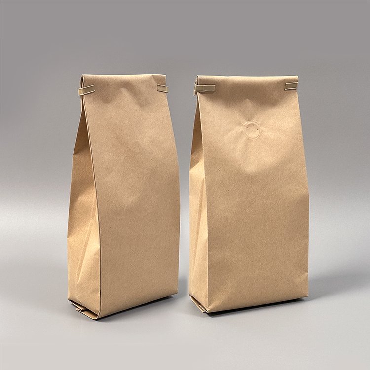Packaging for Coffee Tea Resealable Doypack Zipper Valve Kraft Paper Tin Tie Brown Flat Bottom Side Gusset Bags