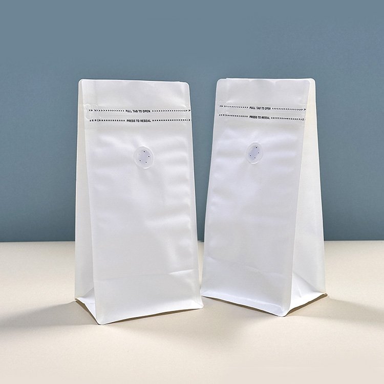 Packaging for Coffee Tea Resealable Doypack Zipper Valve Kraft Paper Tin Tie Brown Flat Bottom Side Gusset Bags