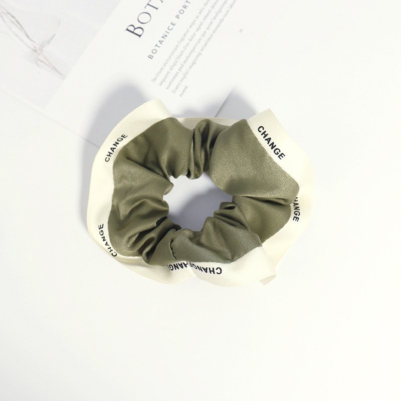 New Designer Inspired Scrunchies French Satin Silk Black White Wide HairBand Ropes Hair Ties Elastic Letters Hair Accessories