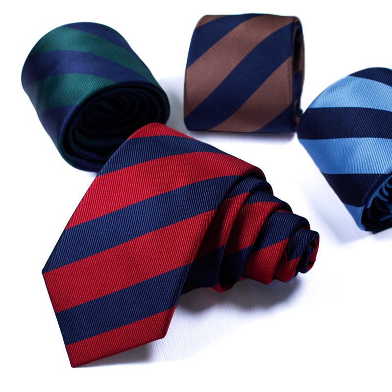 TONIVANI-51 Wholesale High Quality Stripe Polyester Classic Tie Mens Polyester Necktie Male Skinny Ties