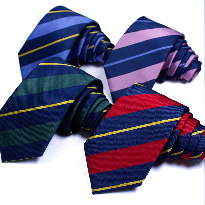 TONIVANI-51 Wholesale High Quality Stripe Polyester Classic Tie Mens Polyester Necktie Male Skinny Ties