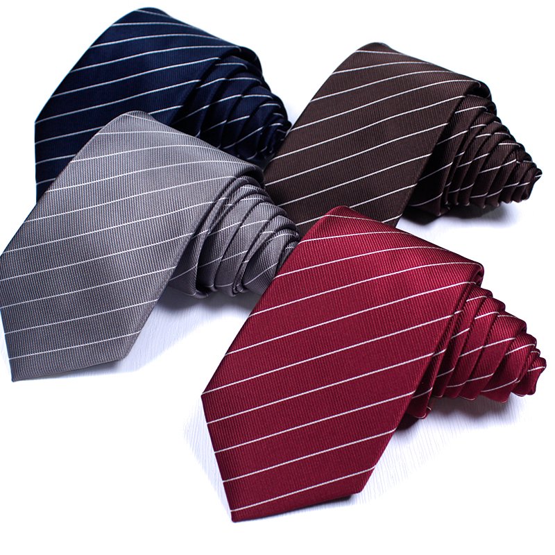 TONIVANI-51 Wholesale High Quality Stripe Polyester Classic Tie Mens Polyester Necktie Male Skinny Ties