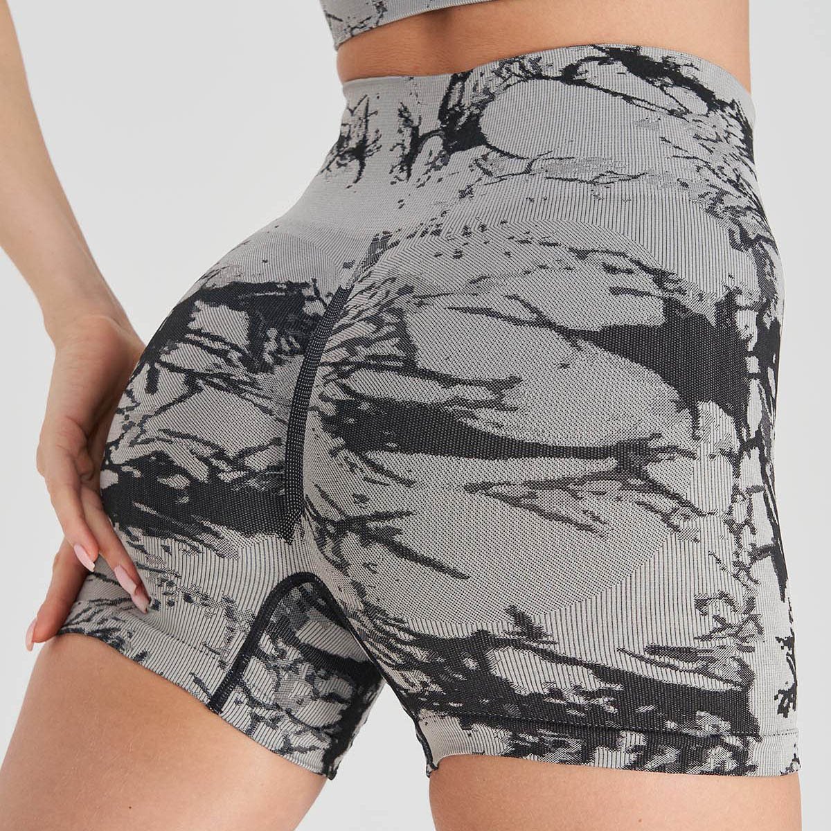 Seamless tie dye pantspeach hip yoga pants women's high-waisted hip lift sports running fitness pants women