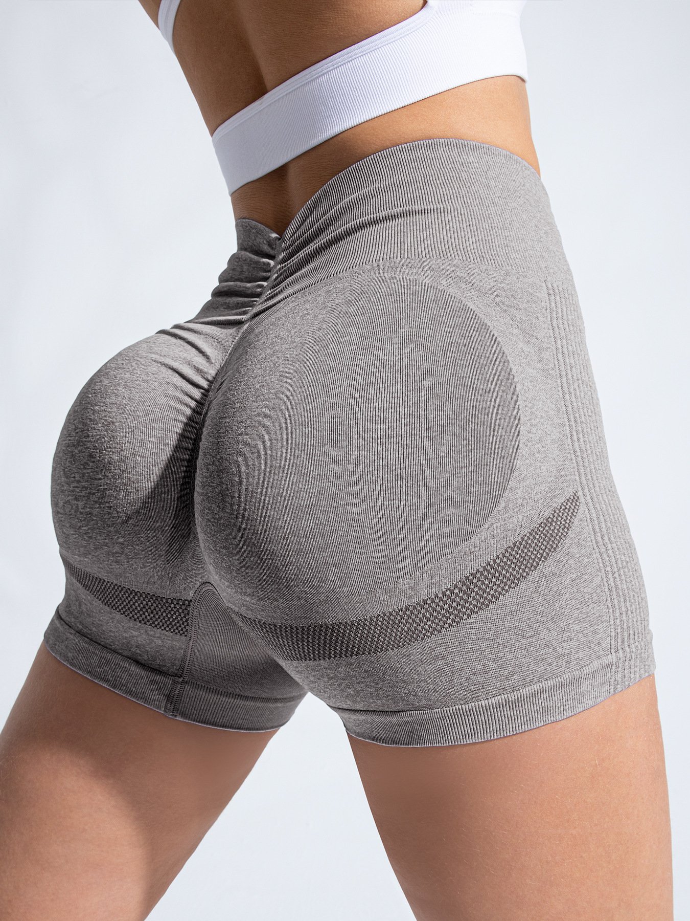 Women V Back High Waist Pilates Shorts Lady Tight Scrunch Butt Gym Sports Pants Lady Nude Sensation Breathable Outdoor Shorts