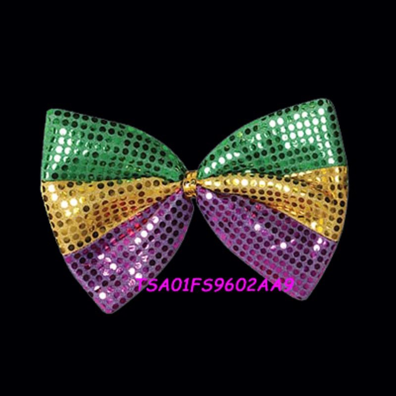Mardi Gras Sequin Carnival hot-selling jewelry bow tie purple yellow green and gold mixed color all-match bow tie