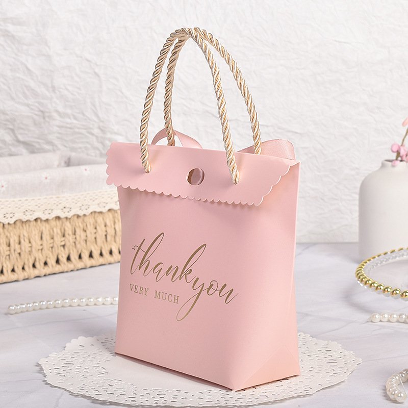 Hot sale pink elegant gift bags thank you party gift bag beautiful wedding gift packaging bags with ribbon bow tie