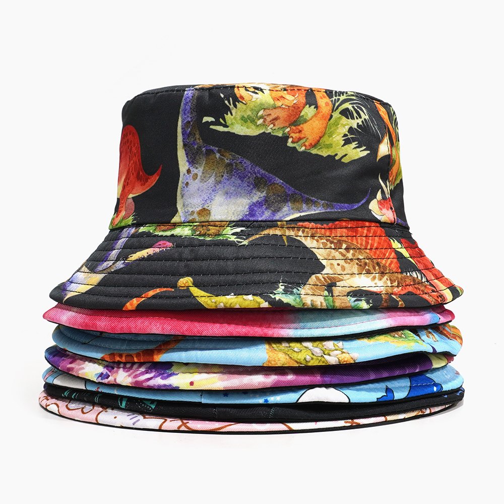 2024 New Fashion Tie Dye Bucket Hat All Over Printing OEM Custom Kid's Reversible Fisherman Bucket Hat With Embroidery Logo