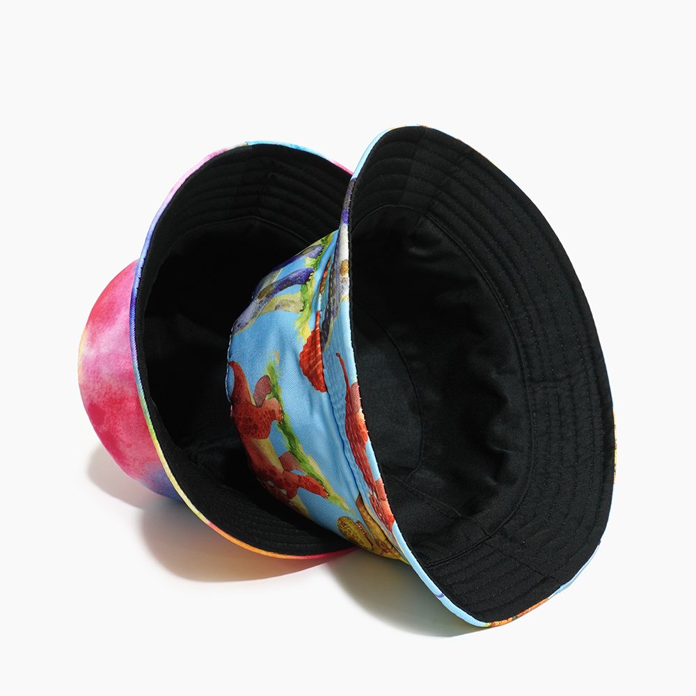 2024 New Fashion Tie Dye Bucket Hat All Over Printing OEM Custom Kid's Reversible Fisherman Bucket Hat With Embroidery Logo