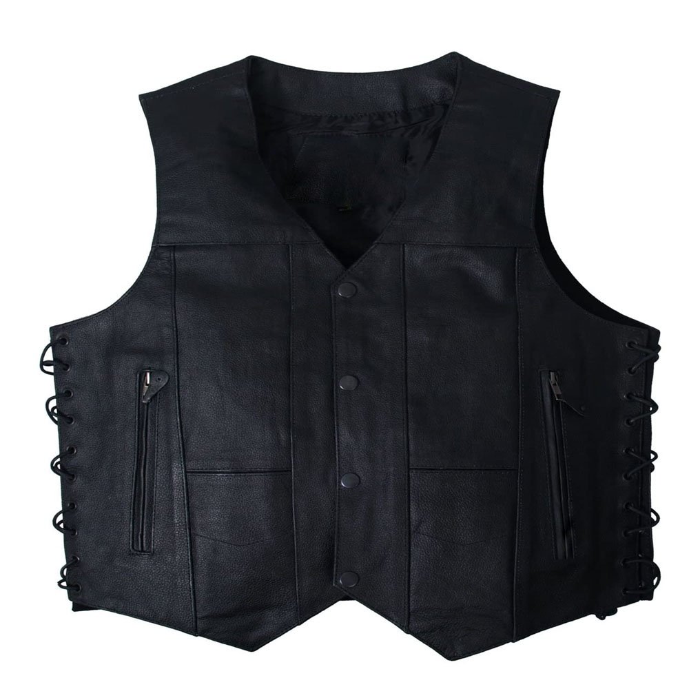 Ladies casual cool fashion snap button mesh lined genuine sheepskin and cowhide leather vest women