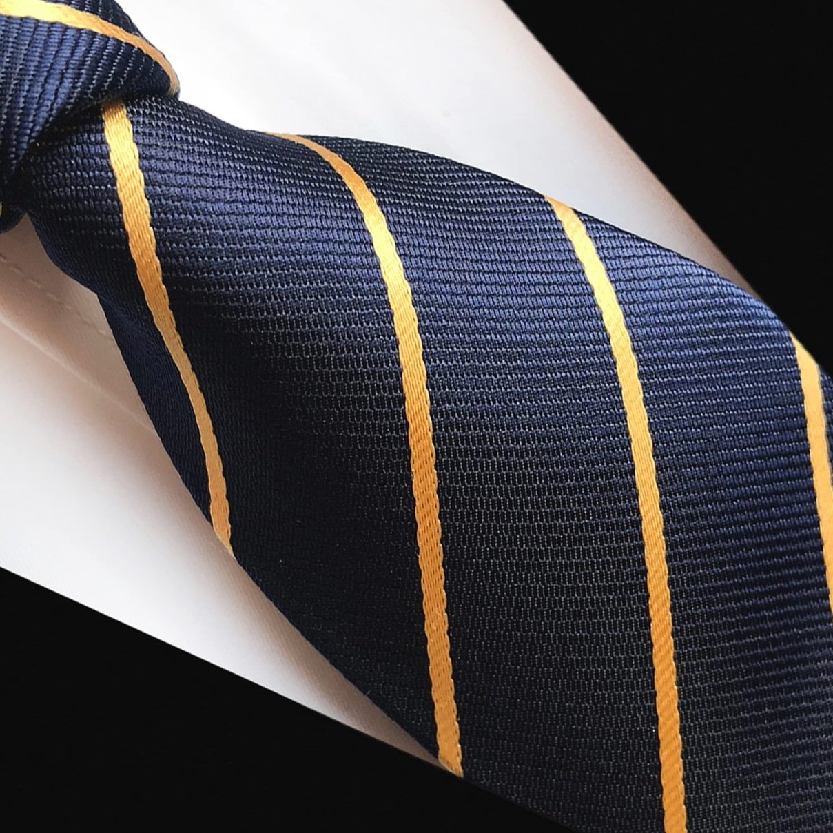 100% Pure Silk Weave Woven Jacquard Navy Stripe Necktie Customization For Men Classic Ties