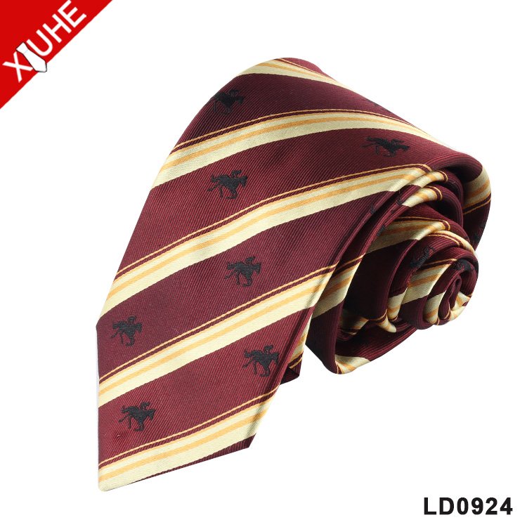 OEM ODM School Necktie Silk Mens Custom LOGO Tie Striped Pattern Custom Polyester Ties