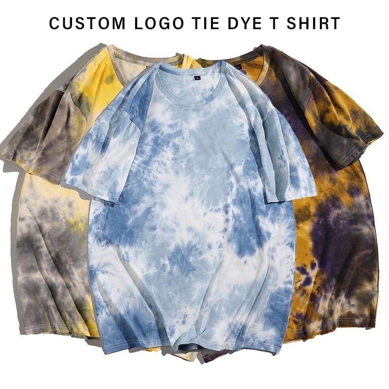 Newest Streetwear Customized Printing Tie-dye Washed T-shirt Tie Dye T Shirts Blank 100% Cotton Oversized Unisex Custom Logo