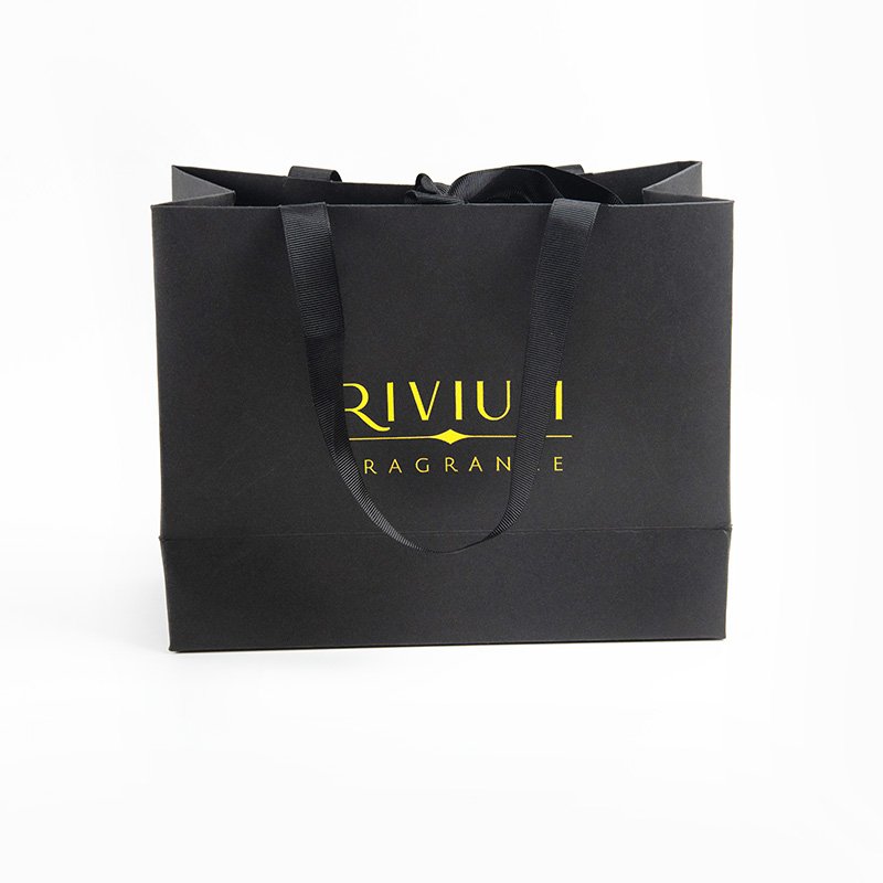 Hot Stamping Logo Black Kraft Paper Bags for Jewelry Premium Quality Customizable Packaging
