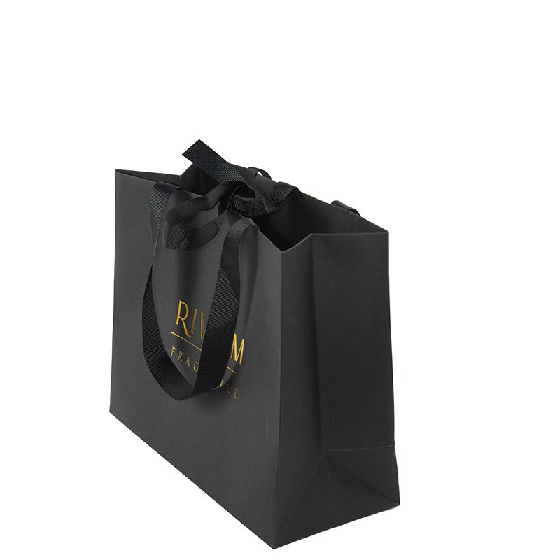 Hot Stamping Logo Black Kraft Paper Bags for Jewelry Premium Quality Customizable Packaging
