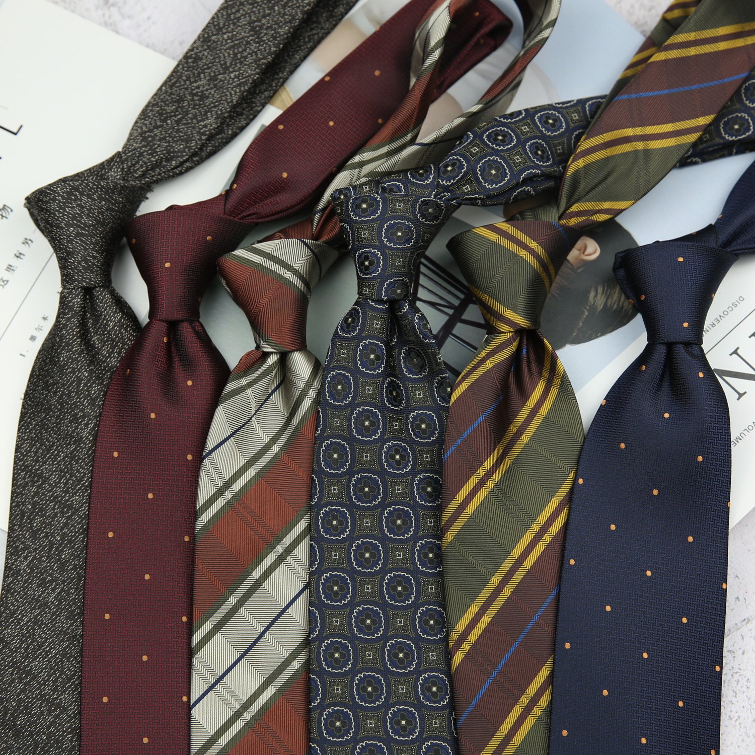 8CM Business Suit Wedding Cashew Wine Red Coffee Striped Designer Neck Ties For Men