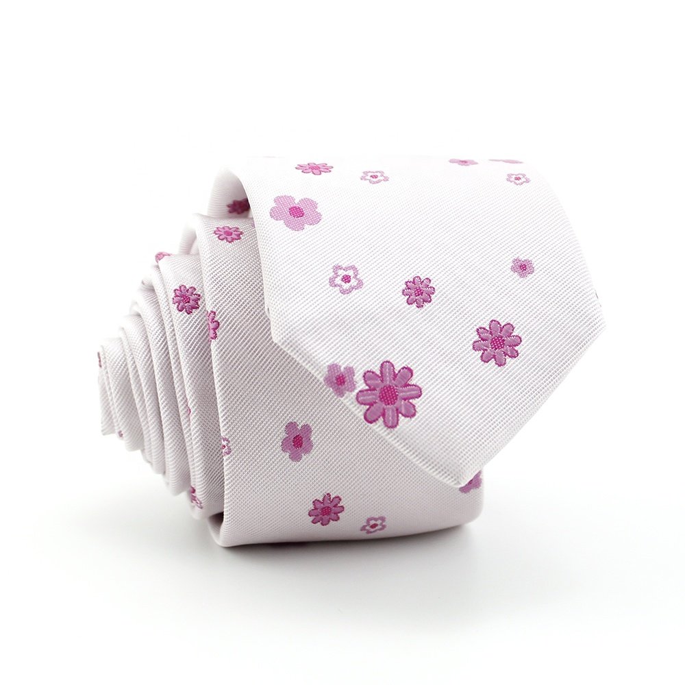 Microfiber Polyester Woven Mens Ties Slim Skinny Stylish Wholesale Custom Blush Pink Color Fuchsia Floral Chinese Style Necktie