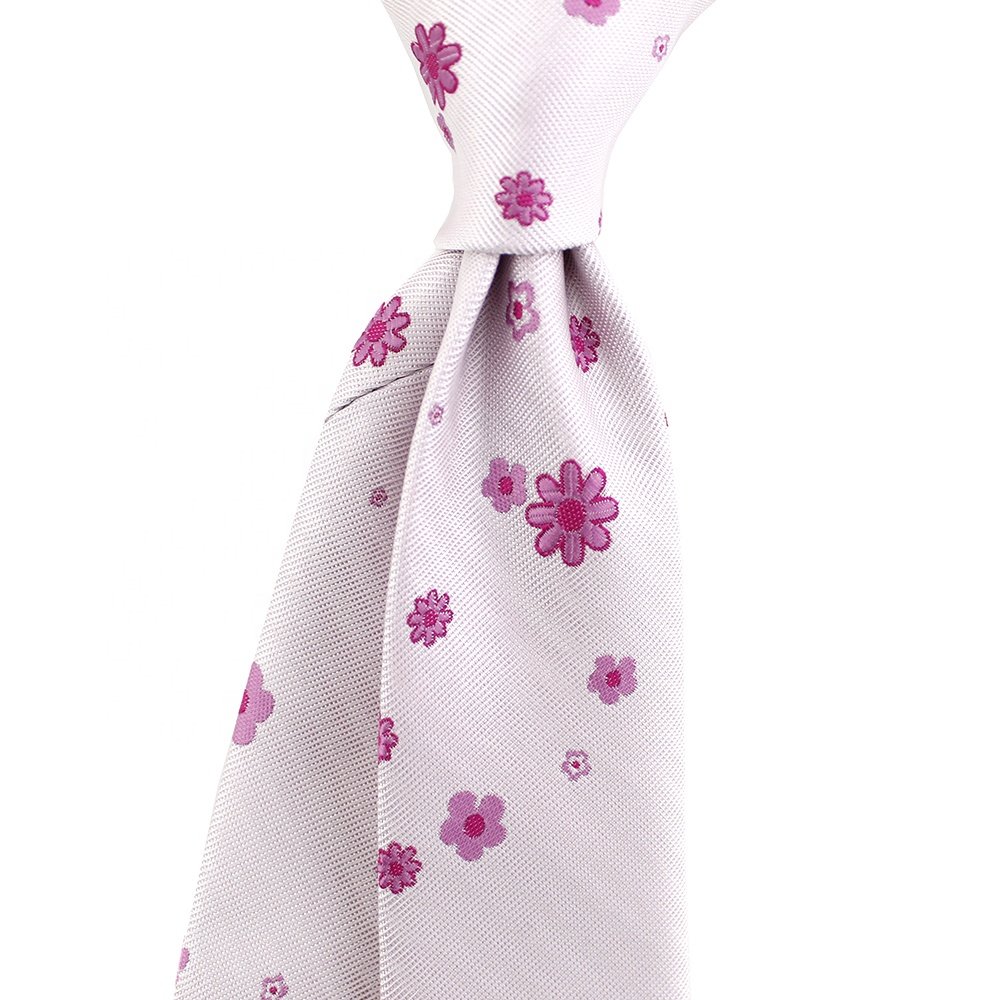 Microfiber Polyester Woven Mens Ties Slim Skinny Stylish Wholesale Custom Blush Pink Color Fuchsia Floral Chinese Style Necktie