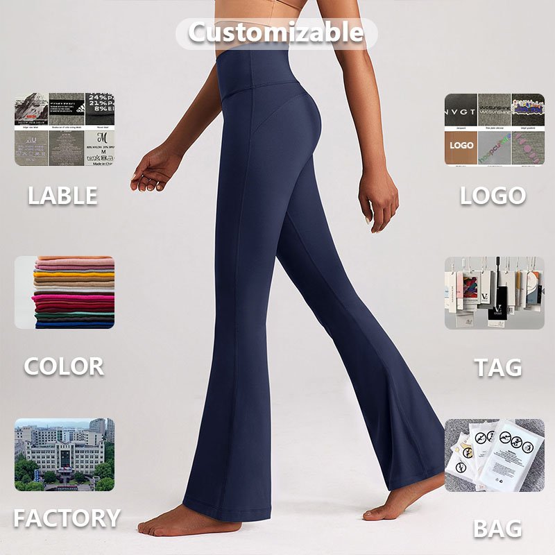 XW-CK044 Factory wholesale High Quality High Waist Rise Butt Lifting Wide LegYoga Pants Flare Pants Legging For Women