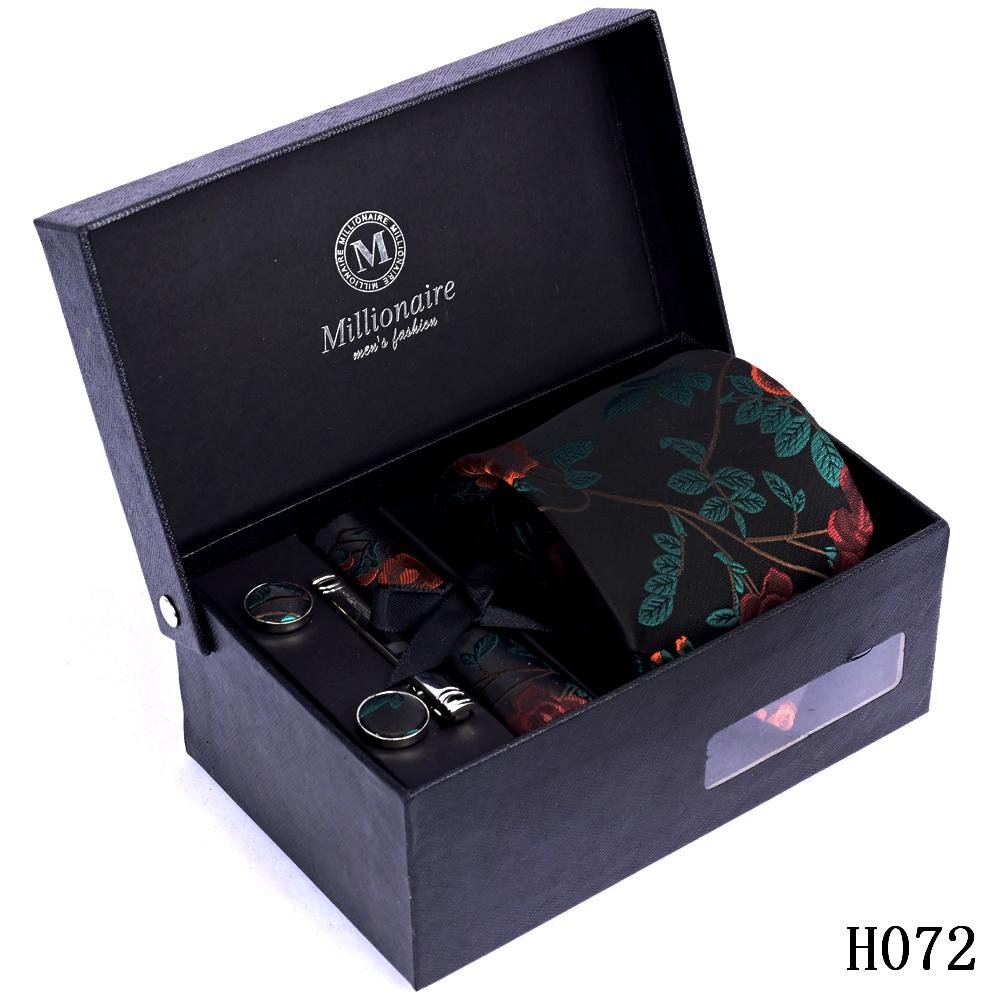 YiLi Factory Custom Wedding Pocket Squares Cufflinks Formal Gift Tie Set