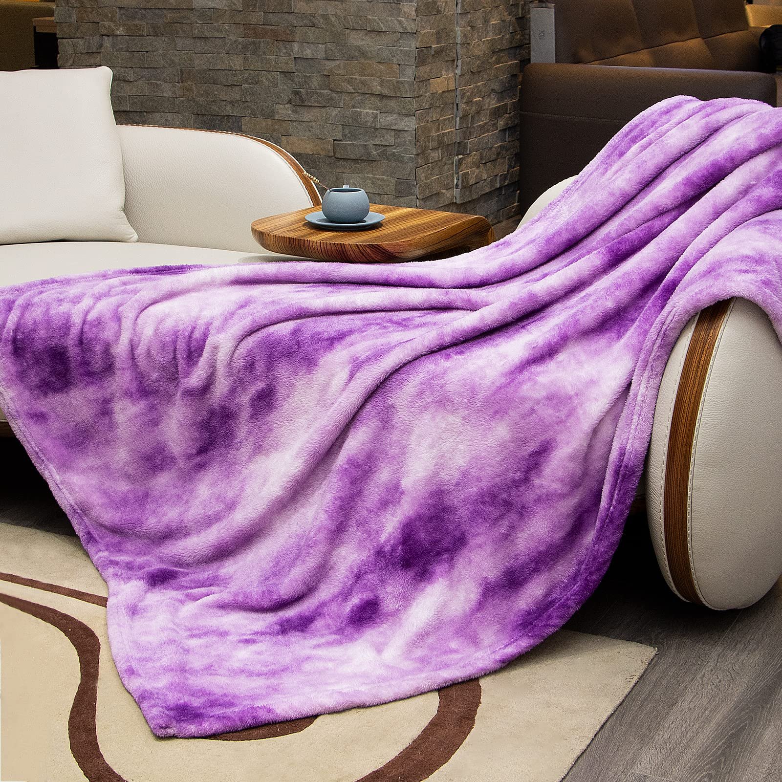 Custom Floral Pattern Polyester King Size Winter Soft Tie Dyed Printing Super Soft Fleece Minky Faux Fur Plush Thick Blanket