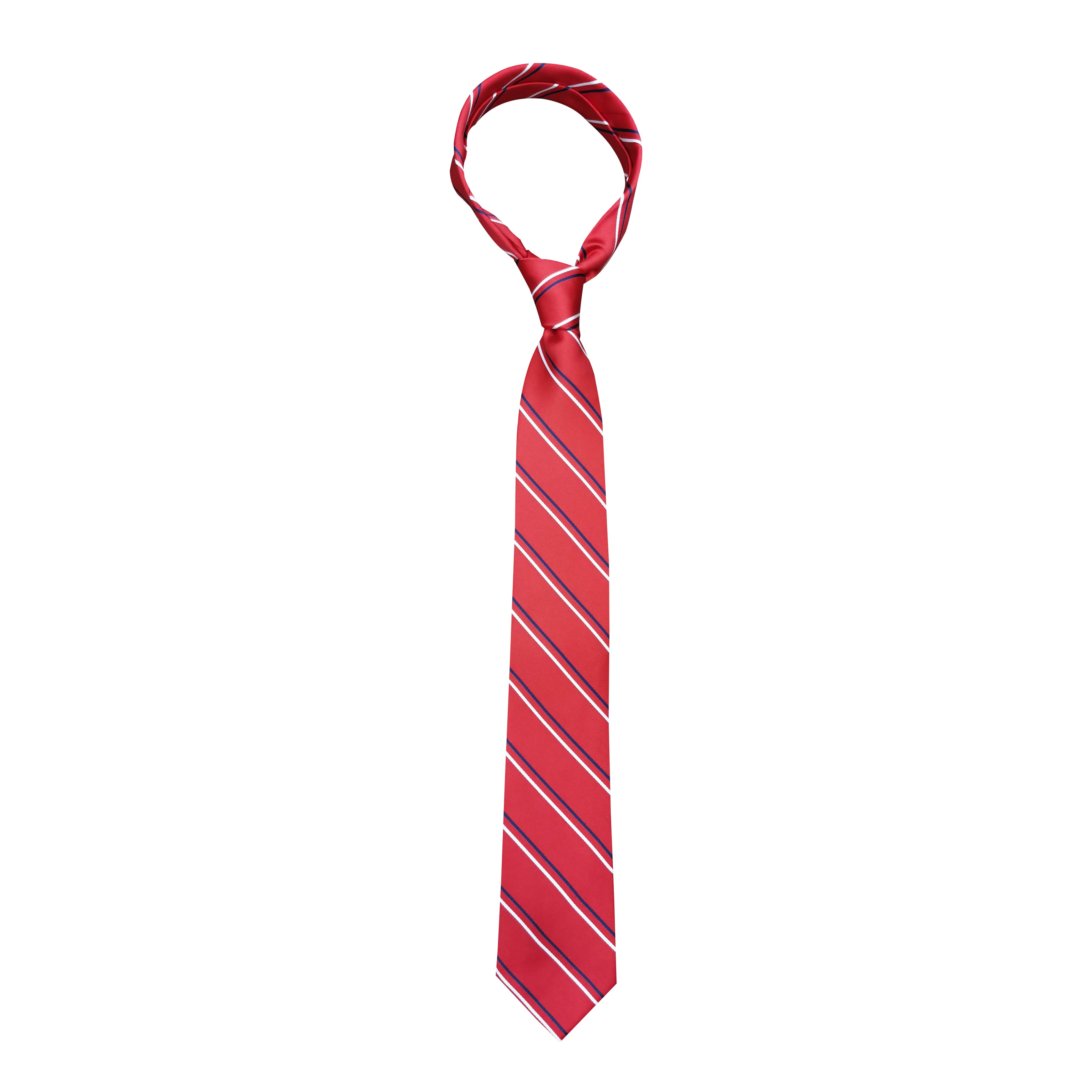 Custom Wholesale Suppliers Red Strips Polyester Tie Logo Ties Jacquard Necktie Men's Adult and School Child Neck Tie