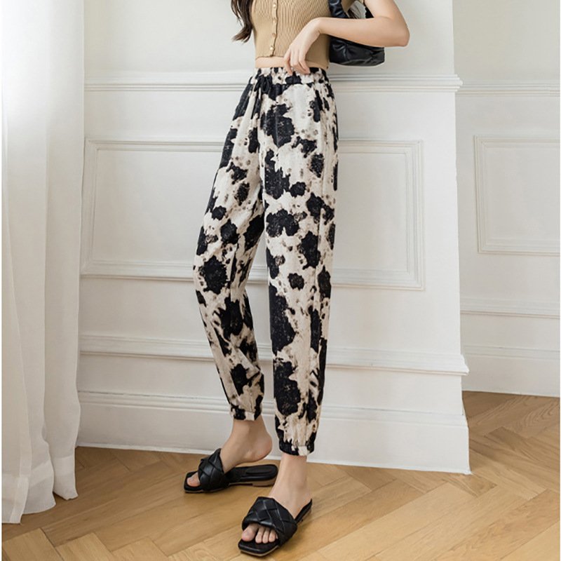 Summer Custom Painting Tie Dyed New Lady Fashion Long Pants High Waist Wide Leg Loose Straight Trousers