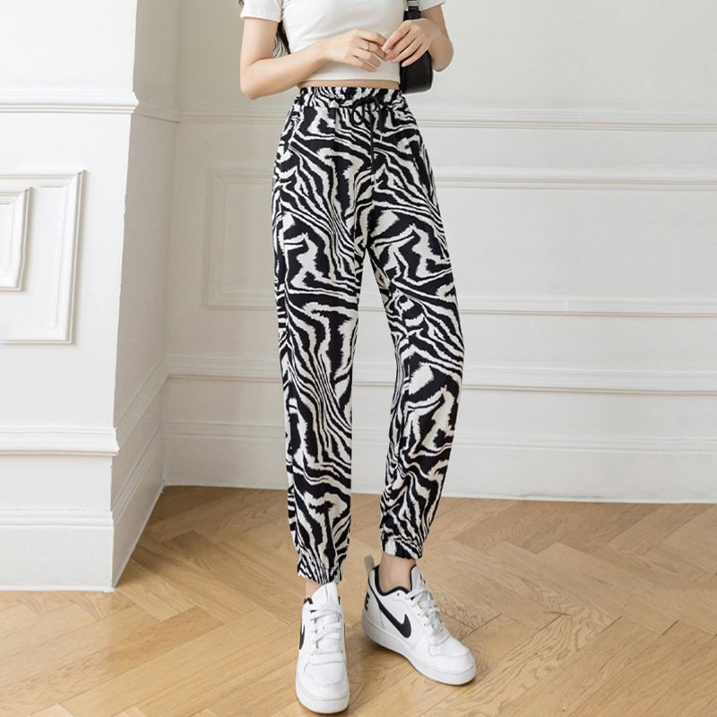 Summer Custom Painting Tie Dyed New Lady Fashion Long Pants High Waist Wide Leg Loose Straight Trousers
