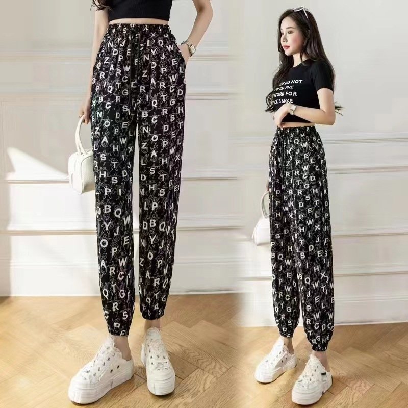 Summer Custom Painting Tie Dyed New Lady Fashion Long Pants High Waist Wide Leg Loose Straight Trousers