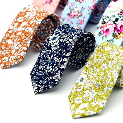 Wholesale Ties034 High Quality Cotton Neckties Flower 6cm Men Ties