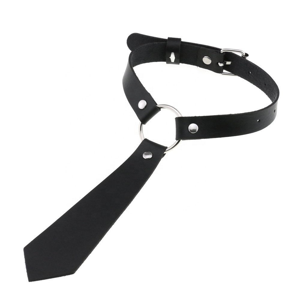 New Style Personalized Fashion PU Leather Collar Tie Ring Collar Punk Bow Tie Necklace
