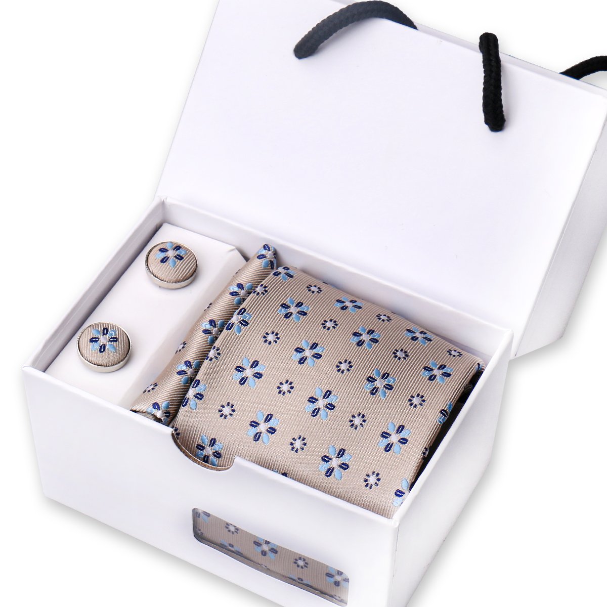 New Fashion Silk Pink Tie Set For Men Wedding Neck tie Set With Pocket Square Cufflink In A Gift Box