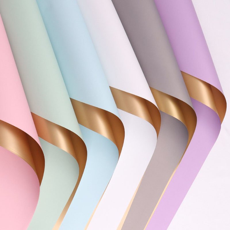 Fashionable 20Pieces/Bag Wrapping Paper Bouquet Valentine's Day Christmas Gift Flower Wrapping Paper Waterproof With Gold Color