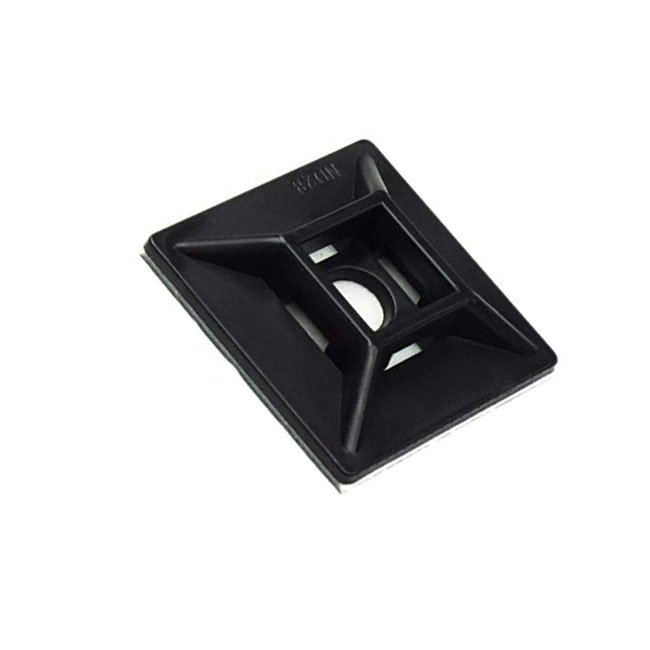 25x25mm Black Self Adhesive Nylon Plastic Zip Cable Wall Tie Bracket Wall Anchor Clip Clamp Mount