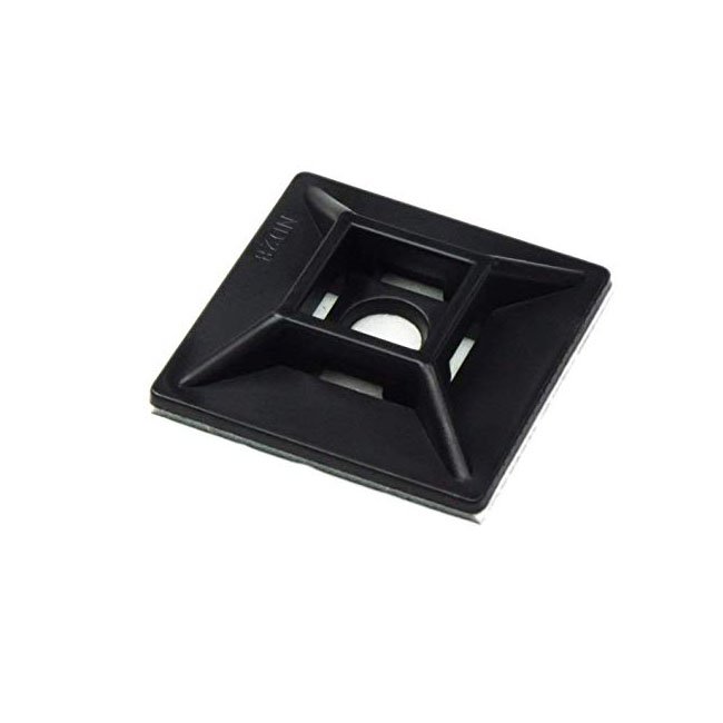25x25mm Black Self Adhesive Nylon Plastic Zip Cable Wall Tie Bracket Wall Anchor Clip Clamp Mount