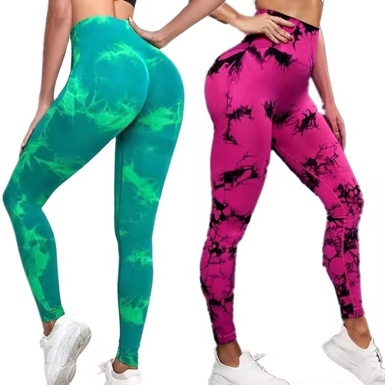 Women Tie Dye Scrunch Butt Gym Yoga Pants Lady High Waist Naked Feel Running Leggings Female Quick Dry Gym Trousers