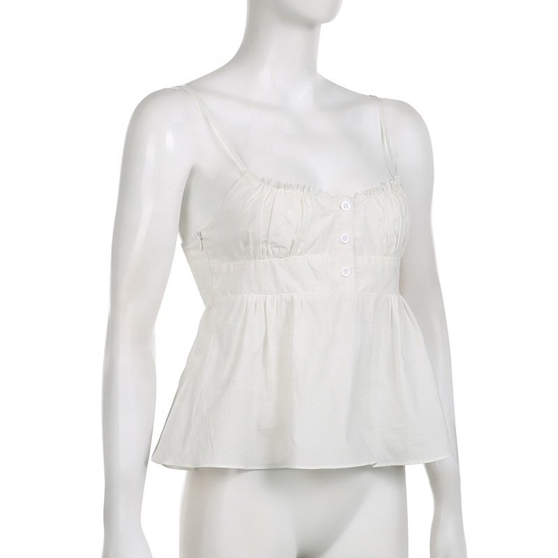 Summer new style of pure casual slimming short strap with a solid color low-cut United States back square collar sexy vest top