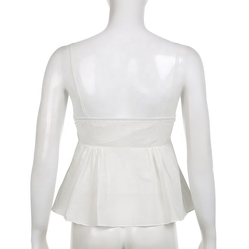 Summer new style of pure casual slimming short strap with a solid color low-cut United States back square collar sexy vest top