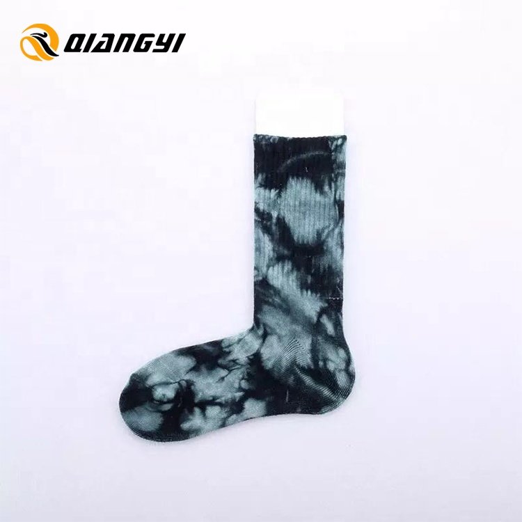 No MOQ Custom logo embroidery socks designer cotton sport socks crew tie dye socks for men
