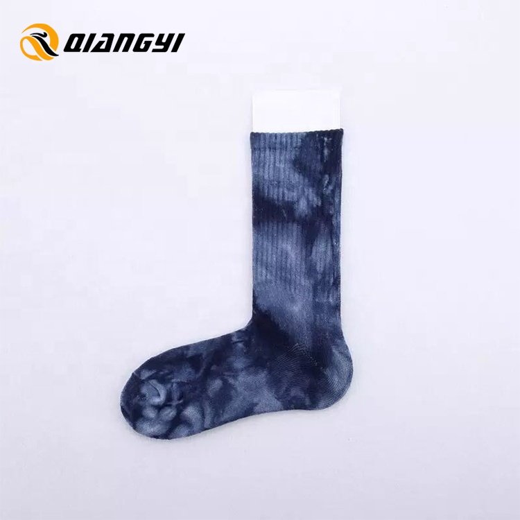 No MOQ Custom logo embroidery socks designer cotton sport socks crew tie dye socks for men