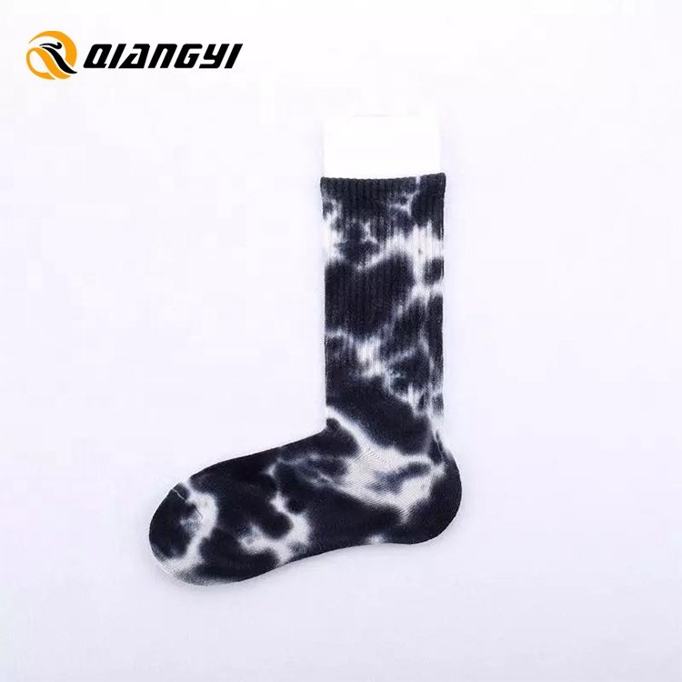 No MOQ Custom logo embroidery socks designer cotton sport socks crew tie dye socks for men